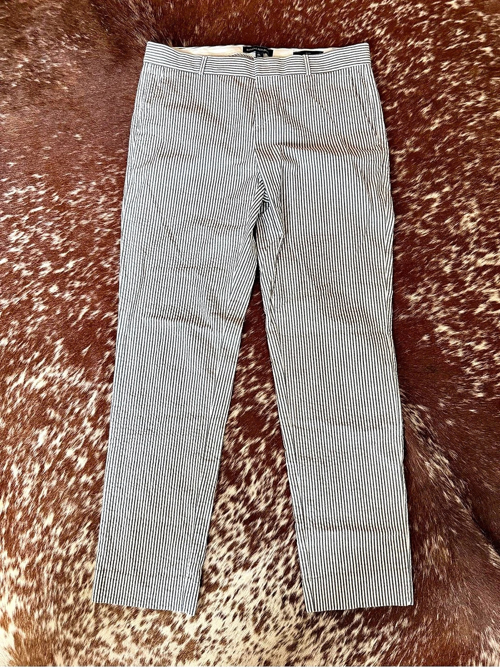 Banana Republic Avery Striped Dress Pants White & Black Size 6 Long
